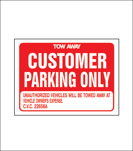 Customer Parking Only Sign