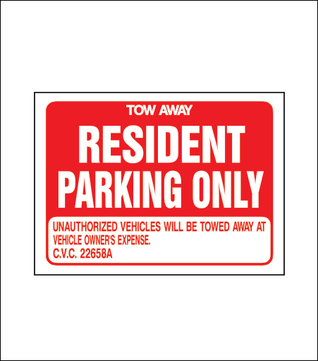 Resident Parking Only Sign